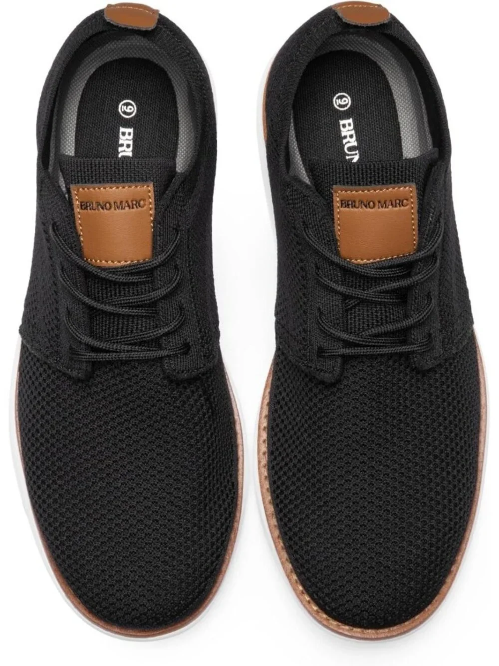 Men's Black Mesh Knit Flex Breeze Lightweight Casual Lace-Up Walking Sneakers